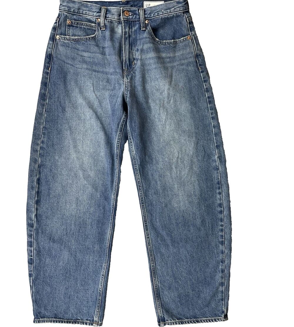 Gap Barrell Short Taper High Rise Jeans Women’s 28/6 Medium Indigo Bohemian